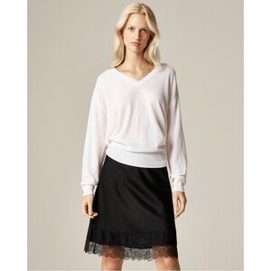 NWT J. Crew Oversized Featherweight Cashmere V-neck Sweater Snow Pink